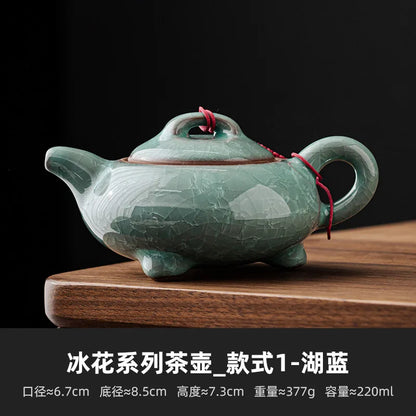 High Grade Longquan Black Ice Art Ceramic Teapot Japanese Pot Tea Soaking Kettle with Strainer Tea Ceremony Supplies Ornaments