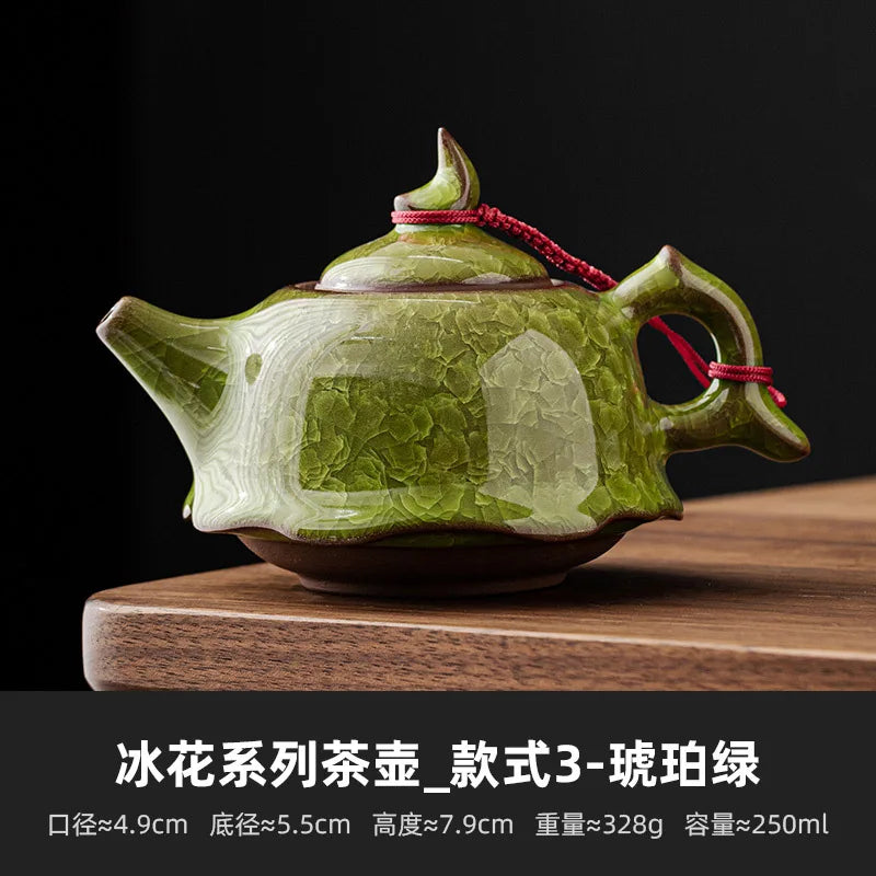 High Grade Longquan Black Ice Art Ceramic Teapot Japanese Pot Tea Soaking Kettle with Strainer Tea Ceremony Supplies Ornaments