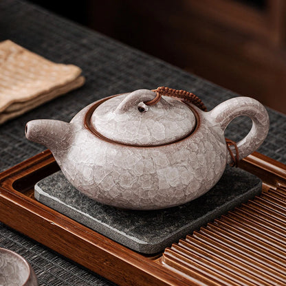 High Grade Longquan Black Ice Art Ceramic Teapot Japanese Pot Tea Soaking Kettle with Strainer Tea Ceremony Supplies Ornaments