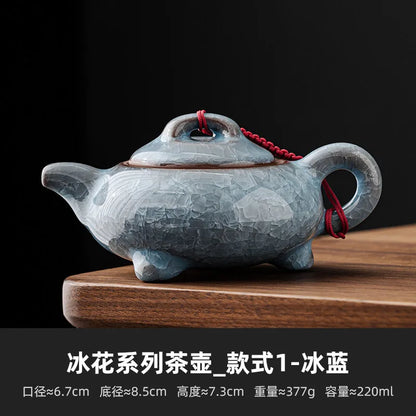 High Grade Longquan Black Ice Art Ceramic Teapot Japanese Pot Tea Soaking Kettle with Strainer Tea Ceremony Supplies Ornaments