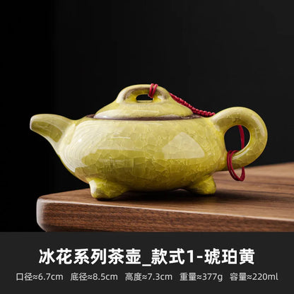 High Grade Longquan Black Ice Art Ceramic Teapot Japanese Pot Tea Soaking Kettle with Strainer Tea Ceremony Supplies Ornaments