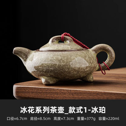 High Grade Longquan Black Ice Art Ceramic Teapot Japanese Pot Tea Soaking Kettle with Strainer Tea Ceremony Supplies Ornaments