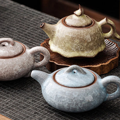 High Grade Longquan Black Ice Art Ceramic Teapot Japanese Pot Tea Soaking Kettle with Strainer Tea Ceremony Supplies Ornaments