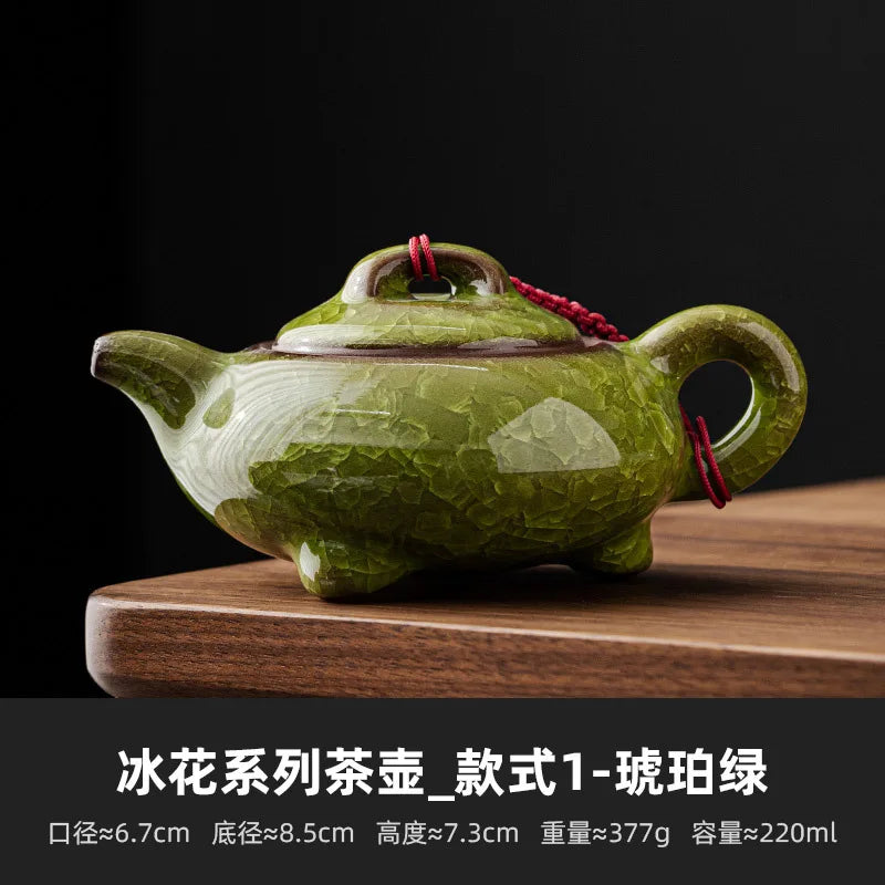High Grade Longquan Black Ice Art Ceramic Teapot Japanese Pot Tea Soaking Kettle with Strainer Tea Ceremony Supplies Ornaments