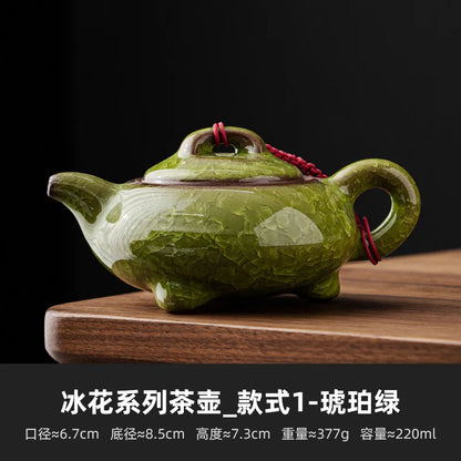 High Grade Longquan Black Ice Art Ceramic Teapot Japanese Pot Tea Soaking Kettle with Strainer Tea Ceremony Supplies Ornaments