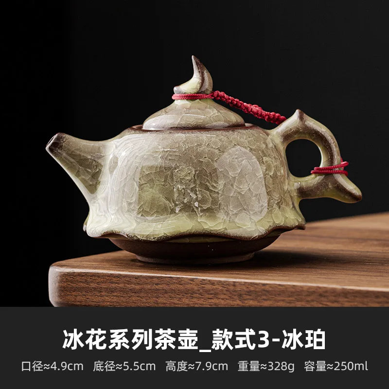 High Grade Longquan Black Ice Art Ceramic Teapot Japanese Pot Tea Soaking Kettle with Strainer Tea Ceremony Supplies Ornaments