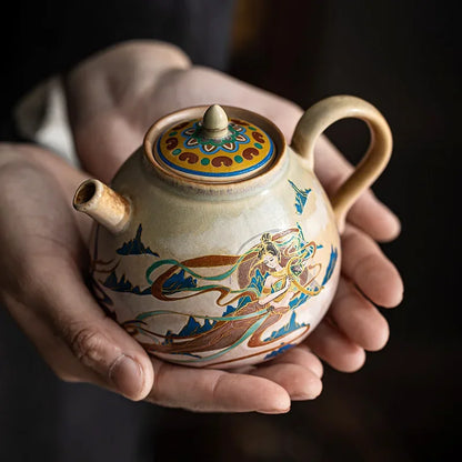High Grade Pottery Teapots Chinese Retro Elegant Gongfu Tea Pot Tea Infuser Home Teaware Ceramic Tea Kettle Set