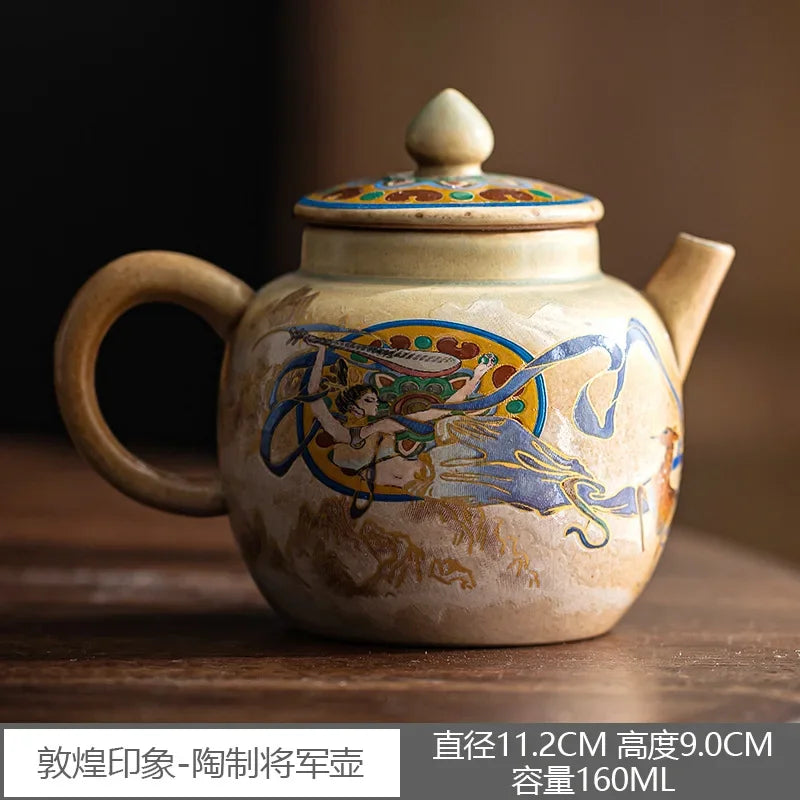 High Grade Pottery Teapots Chinese Retro Elegant Gongfu Tea Pot Tea Infuser Home Teaware Ceramic Tea Kettle Set
