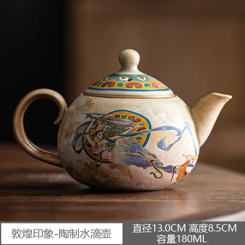 High Grade Pottery Teapots Chinese Retro Elegant Gongfu Tea Pot Tea Infuser Home Teaware Ceramic Tea Kettle Set