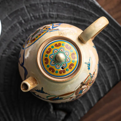 High Grade Pottery Teapots Chinese Retro Elegant Gongfu Tea Pot Tea Infuser Home Teaware Ceramic Tea Kettle Set