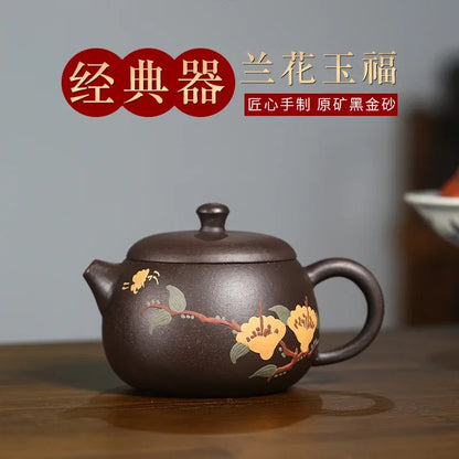 High Grade Purple Clay Teapot Yixing Zisha Teaware Tea Pot Set Elegant Chinese Handpainted Kung Fu Tea Pots 170ml Tea Kettle