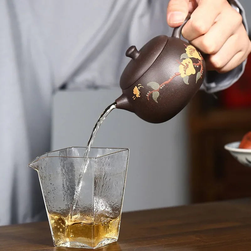 High Grade Purple Clay Teapot Yixing Zisha Teaware Tea Pot Set Elegant Chinese Handpainted Kung Fu Tea Pots 170ml Tea Kettle
