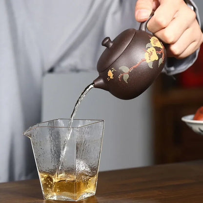 High Grade Purple Clay Teapot Yixing Zisha Teaware Tea Pot Set Elegant Chinese Handpainted Kung Fu Tea Pots 170ml Tea Kettle
