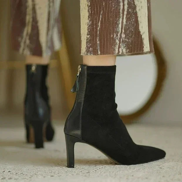 High Heel Boots Women's 2023 New Korean Style Autumn and Winter Mid Heel Stretch Thin Boots Pointed Toe Sock Boots Women