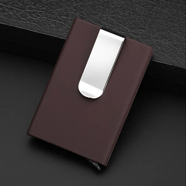 High QualitId Men Wallets Credit Card Holder Automatic Sets Business Aluminum Wallet Card Sets Cash Clip Holder