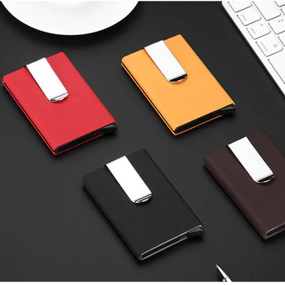 High QualitId Men Wallets Credit Card Holder Automatic Sets Business Aluminum Wallet Card Sets Cash Clip Holder
