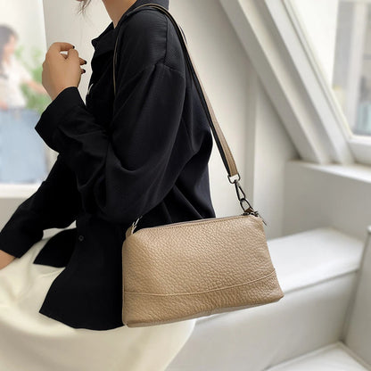 High Quality 3 Layers Genuine Leather Shoulder Crossbody Bags For Women 2023 Luxury Stone Grain Cow Leather Women's Handbags Sac