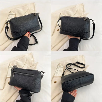 High Quality 3 Layers Genuine Leather Shoulder Crossbody Bags For Women 2023 Luxury Stone Grain Cow Leather Women's Handbags Sac