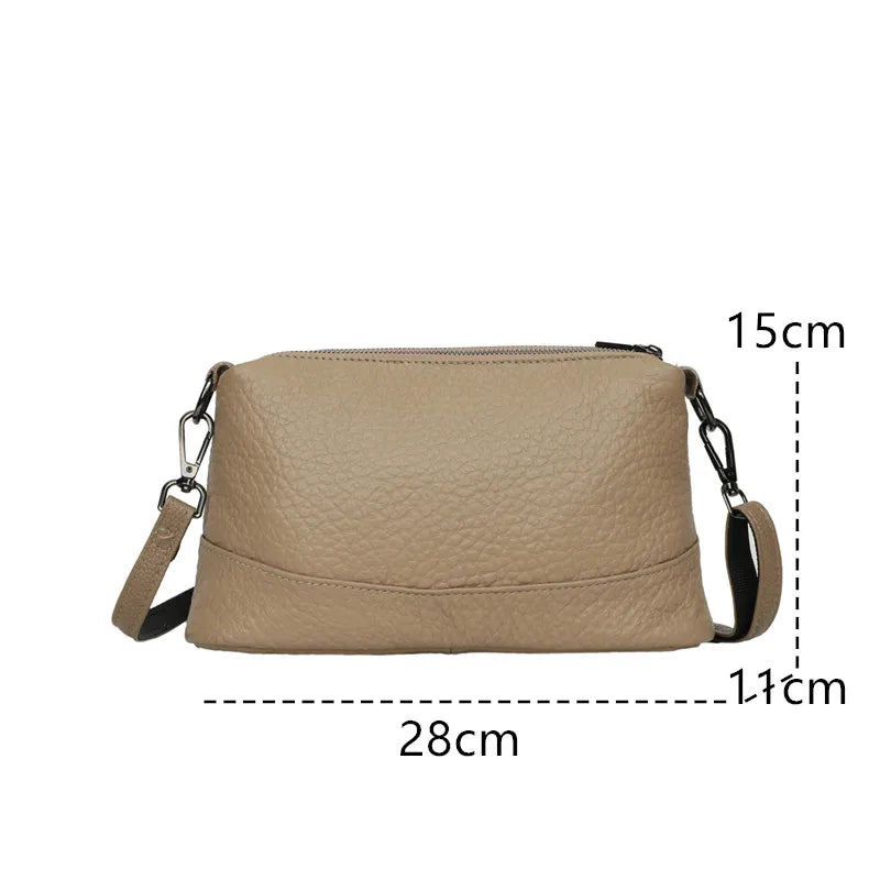 High Quality 3 Layers Genuine Leather Shoulder Crossbody Bags For Women 2023 Luxury Stone Grain Cow Leather Women's Handbags Sac