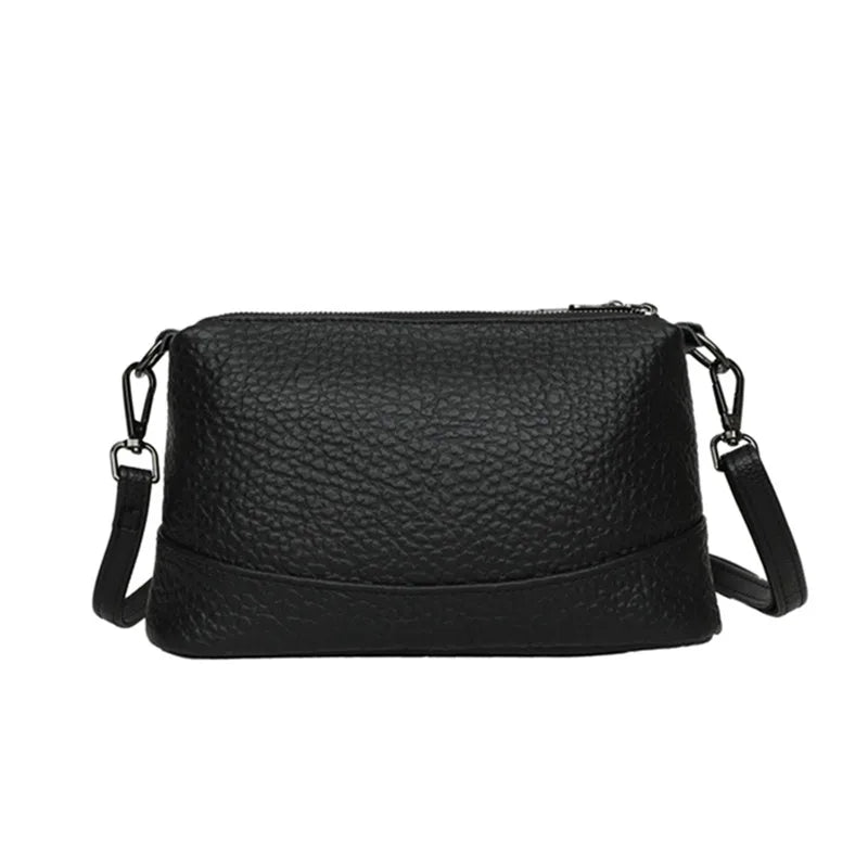 High Quality 3 Layers Genuine Leather Shoulder Crossbody Bags For Women 2023 Luxury Stone Grain Cow Leather Women's Handbags Sac