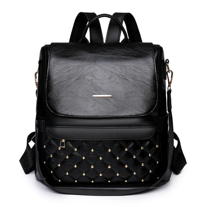 High Quality Anti-theft Backpack Leather Fabric Solid Color Design Lady's Bookpacks Commuting Travel Women's Bag 2023 Sac A Main