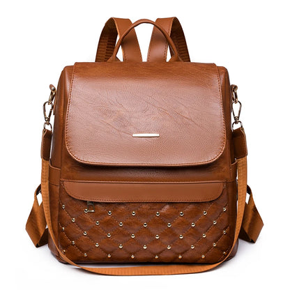 High Quality Anti-theft Backpack Leather Fabric Solid Color Design Lady's Bookpacks Commuting Travel Women's Bag 2023 Sac A Main