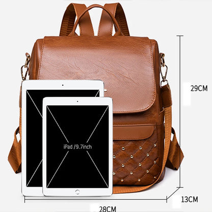 High Quality Anti-theft Backpack Leather Fabric Solid Color Design Lady's Bookpacks Commuting Travel Women's Bag 2023 Sac A Main