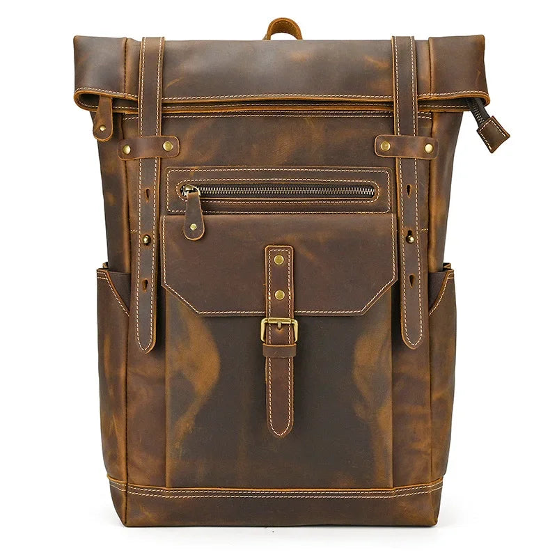 High Quality Bags Men's Leather Backpack Retro Luxury Fashion Style Backpack Travel Backpack School Bag For Men Leather Daypack