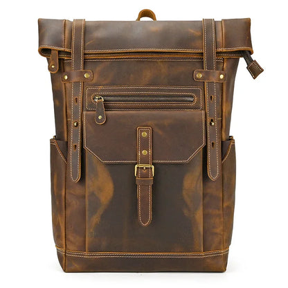 High Quality Bags Men's Leather Backpack Retro Luxury Fashion Style Backpack Travel Backpack School Bag For Men Leather Daypack