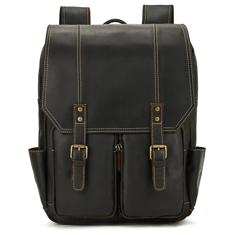 High Quality Bags Men's Leather Backpack Retro Luxury Fashion Style Backpack Travel Backpack School Bag For Men Leather Daypack