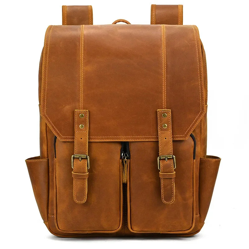 High Quality Bags Men's Leather Backpack Retro Luxury Fashion Style Backpack Travel Backpack School Bag For Men Leather Daypack