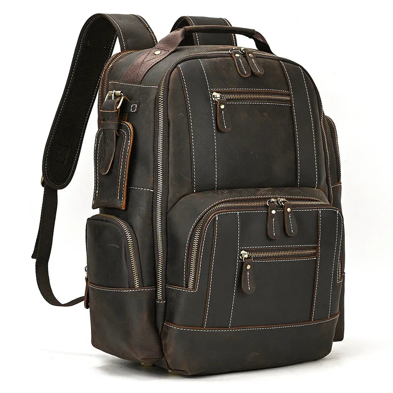 High Quality Bags Men's Leather Backpack Retro Luxury Fashion Style Backpack Travel Backpack School Bag For Men Leather Daypack