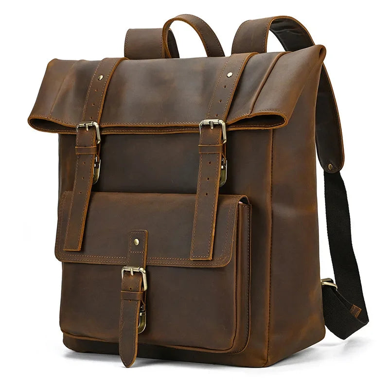 High Quality Bags Men's Leather Backpack Retro Luxury Fashion Style Backpack Travel Backpack School Bag For Men Leather Daypack