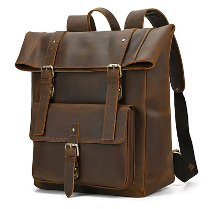 High Quality Bags Men's Leather Backpack Retro Luxury Fashion Style Backpack Travel Backpack School Bag For Men Leather Daypack