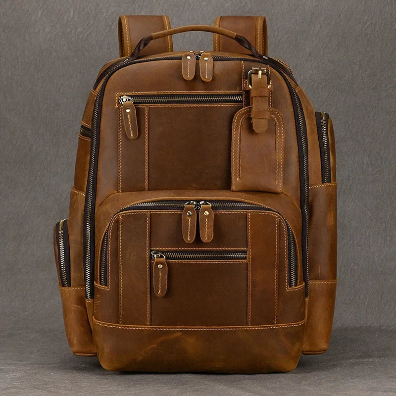 High Quality Bags Men's Leather Backpack Retro Luxury Fashion Style Backpack Travel Backpack School Bag For Men Leather Daypack