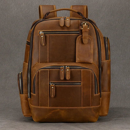 High Quality Bags Men's Leather Backpack Retro Luxury Fashion Style Backpack Travel Backpack School Bag For Men Leather Daypack