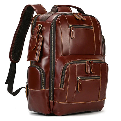High Quality Bags Men's Leather Backpack Retro Luxury Fashion Style Backpack Travel Backpack School Bag For Men Leather Daypack