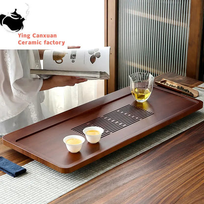 High Quality Bamboo Tea Tray Household Drawer Water Storage Drainage Tray Chinese Tea Set Supplies Tradition Teaware Tea Table