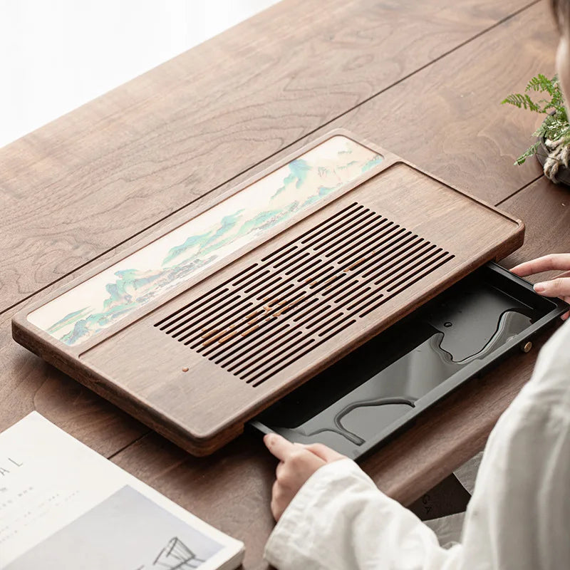 High Quality BambooTeaTray Drainage Water Storage Kung Fu TeaSet Drawer Tea Board Table Chinese Tea Ceremony Tools Free Shipping