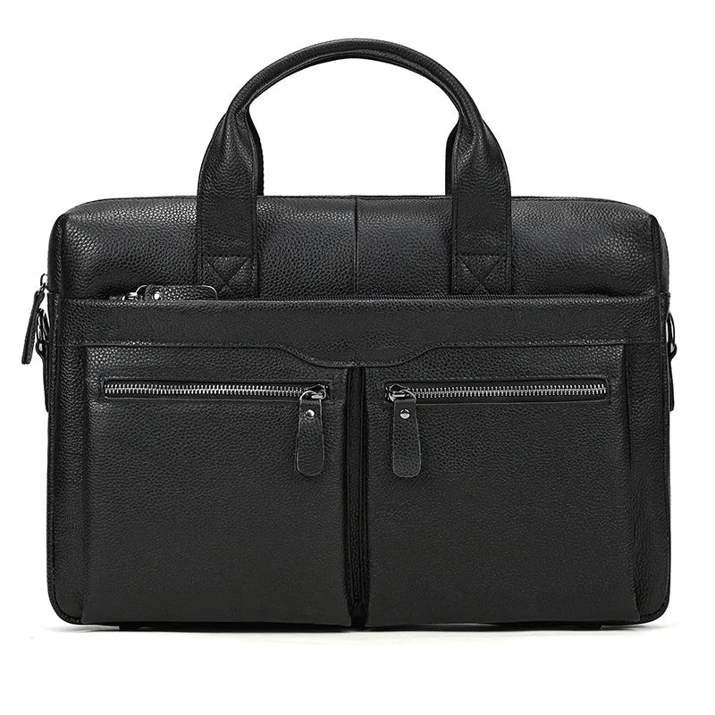 High Quality Briefcase for Men Genuine Leather Handbag Large 14" Laptop Men's Travel Shoulder Business Office A4 Bag