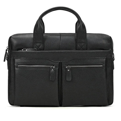 High Quality Briefcase for Men Genuine Leather Handbag Large 14" Laptop Men's Travel Shoulder Business Office A4 Bag