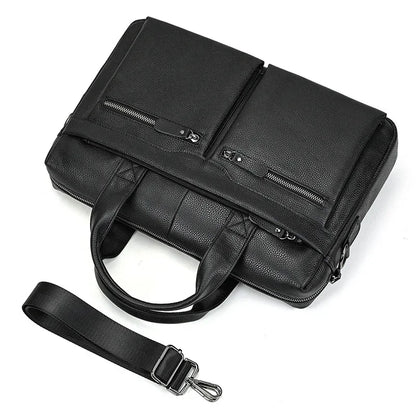 High Quality Briefcase for Men Genuine Leather Handbag Large 14" Laptop Men's Travel Shoulder Business Office A4 Bag