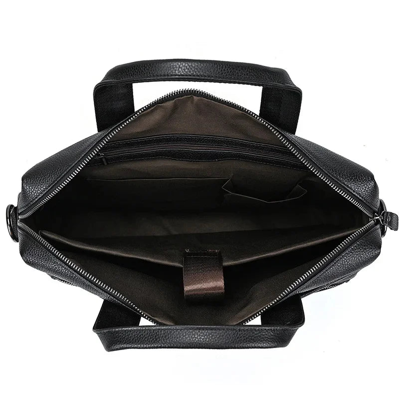 High Quality Briefcase for Men Genuine Leather Handbag Large 14" Laptop Men's Travel Shoulder Business Office A4 Bag