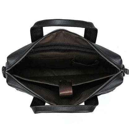 High Quality Briefcase for Men Genuine Leather Handbag Large 14" Laptop Men's Travel Shoulder Business Office A4 Bag