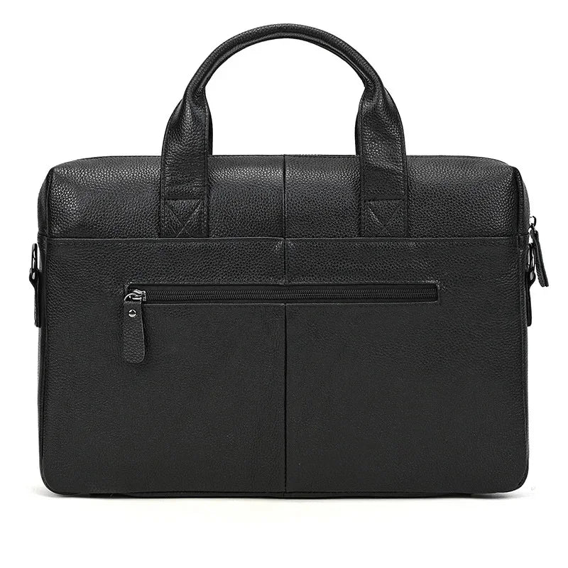 High Quality Briefcase for Men Genuine Leather Handbag Large 14" Laptop Men's Travel Shoulder Business Office A4 Bag