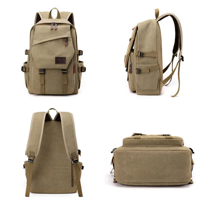 High Quality Canvas Men Backpack Large Capacity School Bags for Teenage Boys Anti-theft Travel Backpack Shoulder Bag