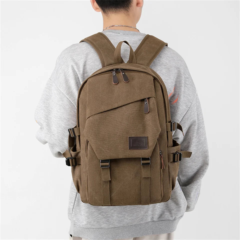 High Quality Canvas Men Backpack Large Capacity School Bags for Teenage Boys Anti-theft Travel Backpack Shoulder Bag