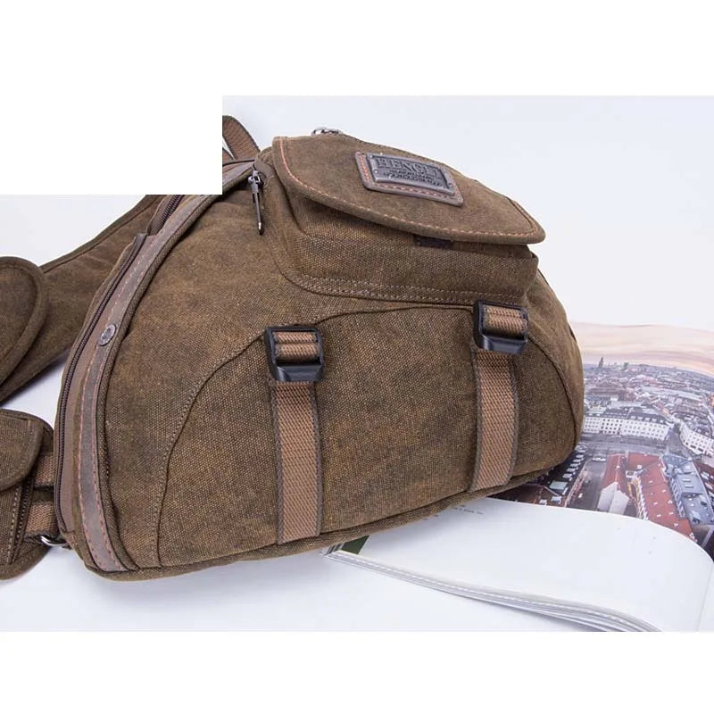 High Quality Canvas Men Messenger Chest Bag Cross body Rucksack Laptop Satchel Climb Military Back Pack Single Shoulder Bag