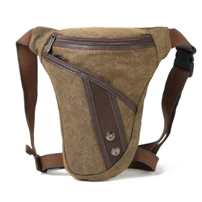 High Quality Canvas/Nylon Male Hip Bum Belt Fanny Pack Motorcycle Riding Shoulder Multi-Function Bag Leg Waist Men Drop Bags