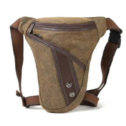 High Quality Canvas/Nylon Male Hip Bum Belt Fanny Pack Motorcycle Riding Shoulder Multi-Function Bag Leg Waist Men Drop Bags